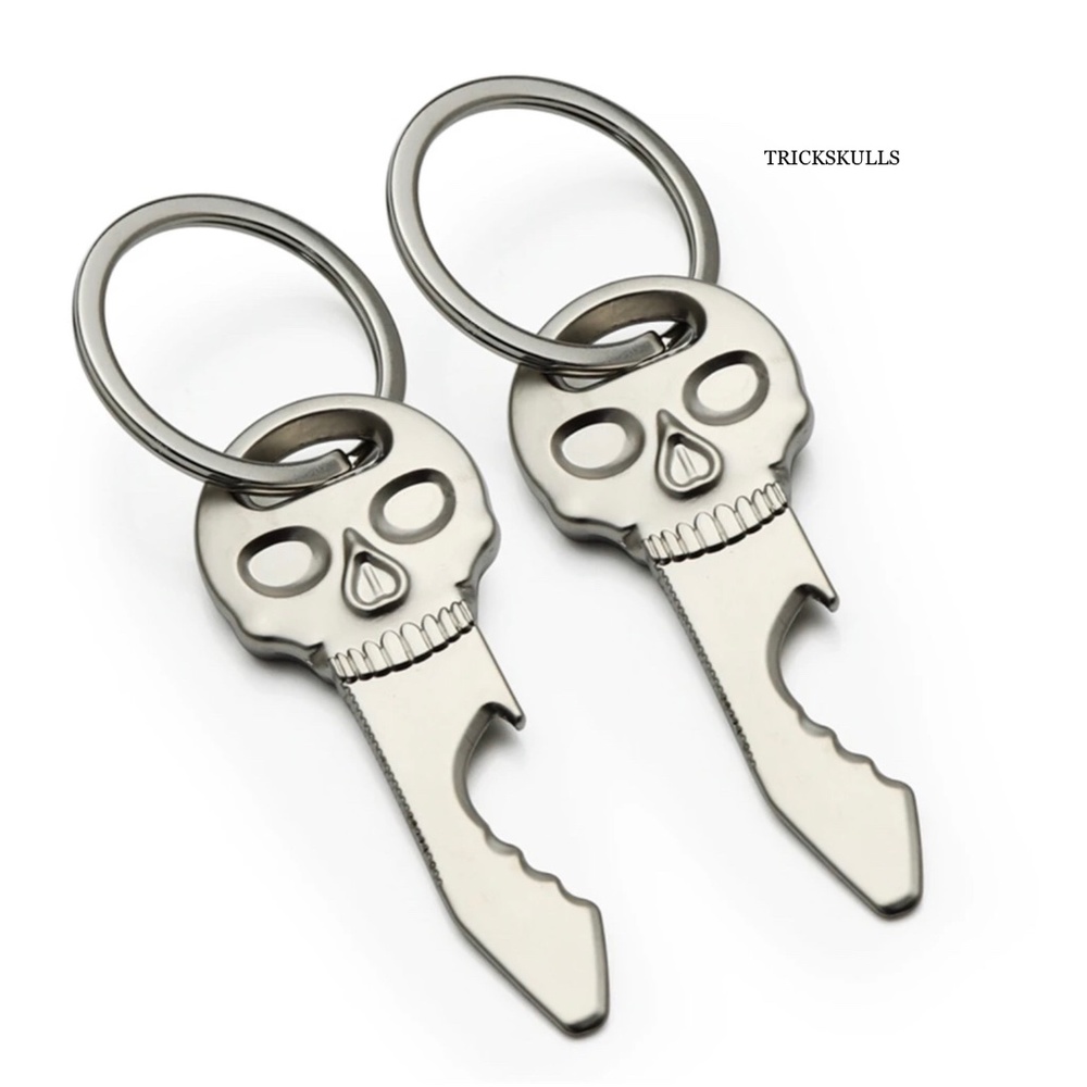 Skull Key Tool Opener Multi-tool Pendant Necklace w 18 inch Stainless Box Chain